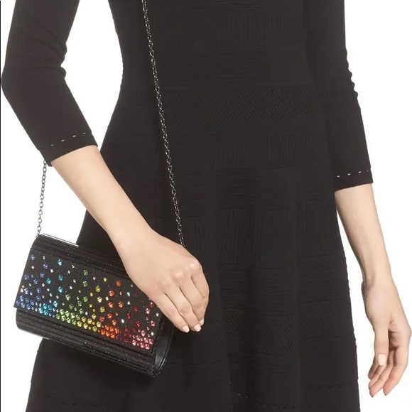 Kurt Geiger London Black Crystal Embellished Party Clutch - Picture 4 of 10